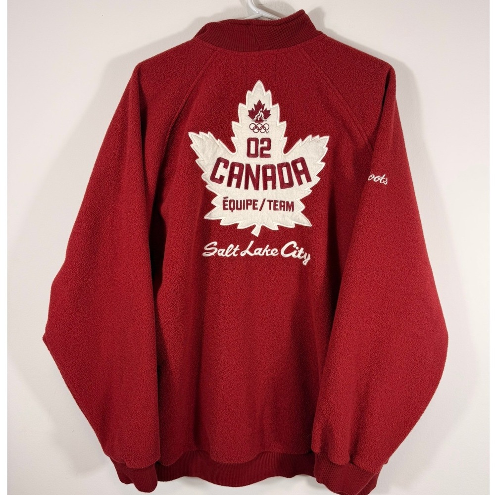 Vintage Roots 2002 Salt Lake City Olympics Canada Team Fleece Jacket Red XXL